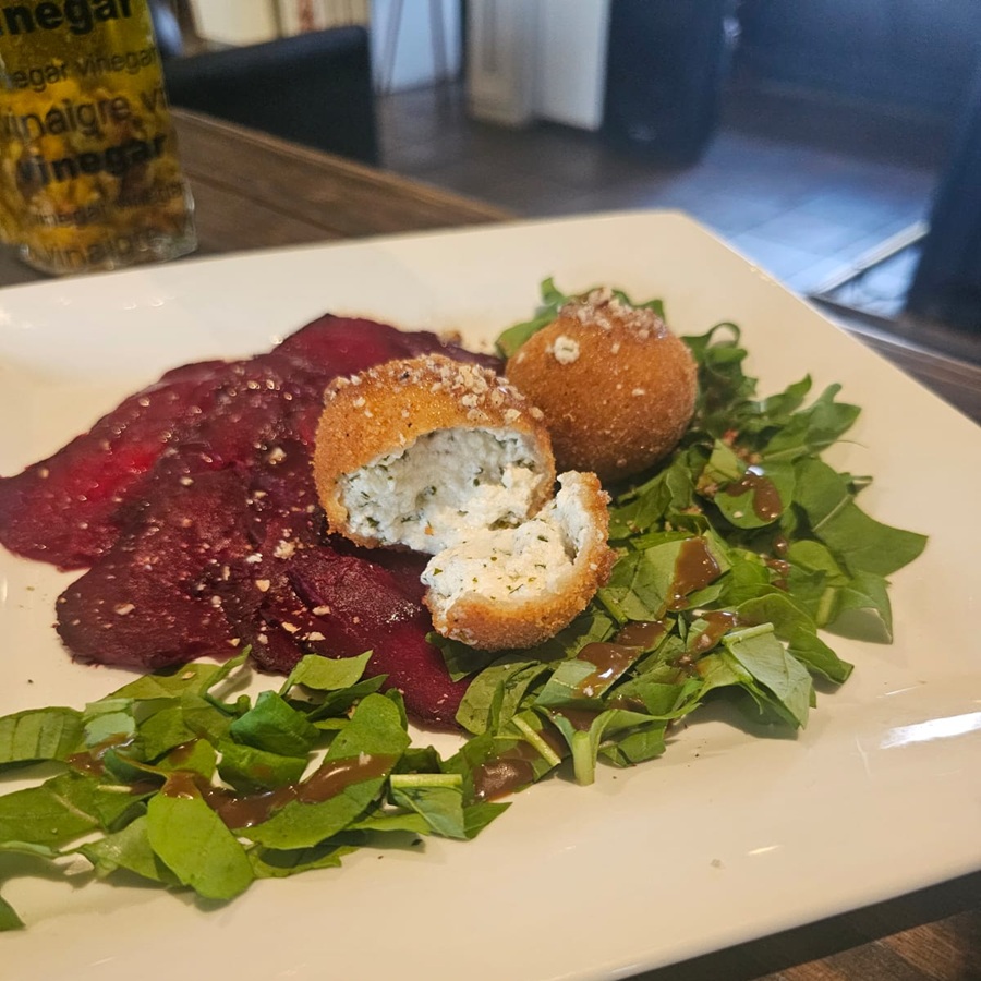 Beet Root Carpaccio & Goat Cheese Croquettes