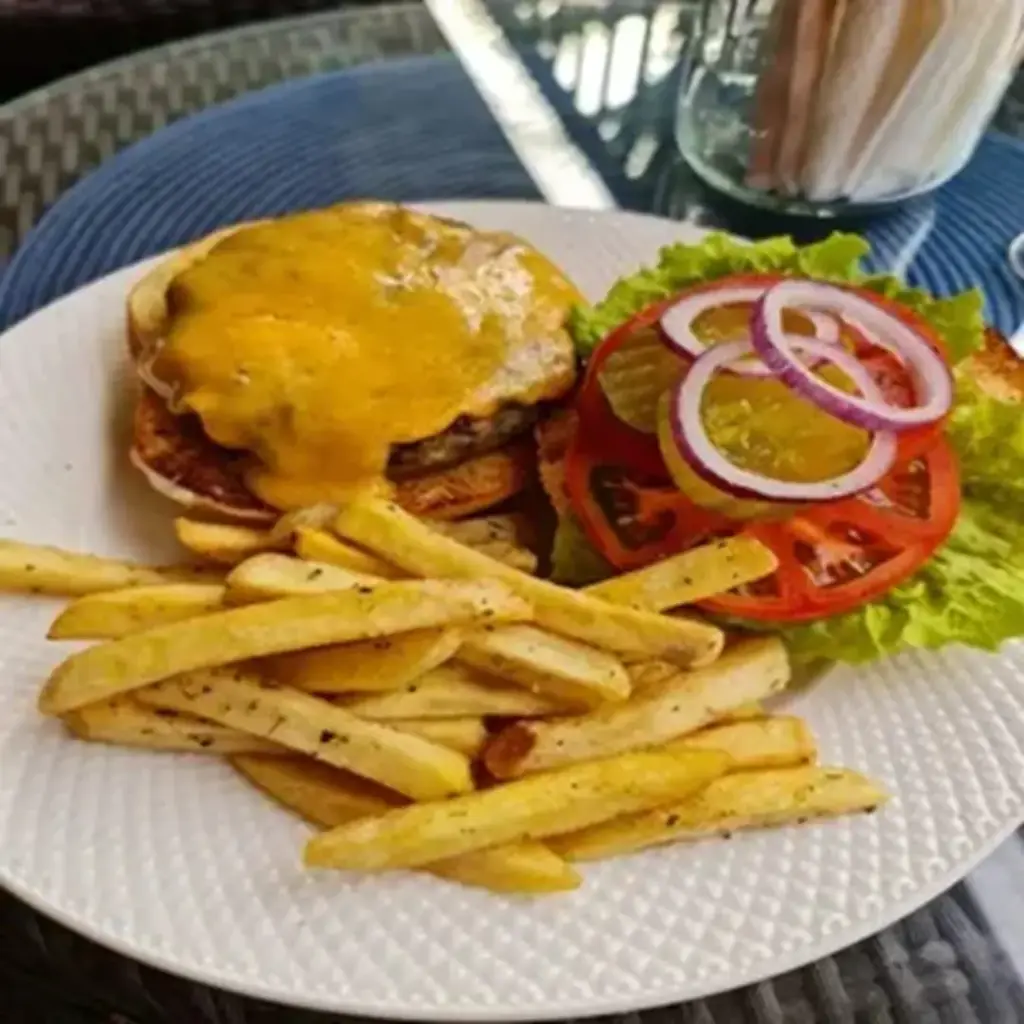 (C)The Classico Burger  (Cheddar, Seasoned Fries)